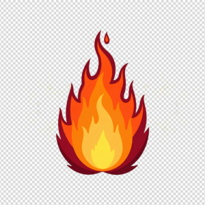 Vibrant cartoon style red, orange, and yellow fire flame vector illustration on a white background.