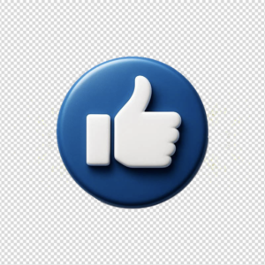 Blue 3D circular Facebook Like button with white thumb