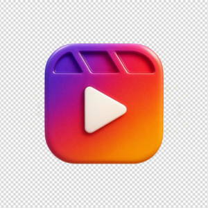 Vibrant 3D Instagram Reel clapperboard icon with play button