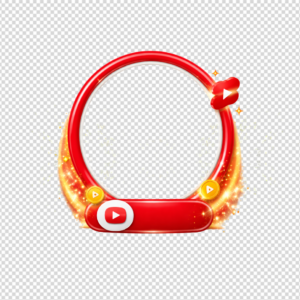 Circular 3D YouTube Shorts profile frame with golden sparkles