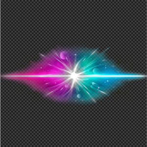 Pink and blue neon light flare with glowing particles