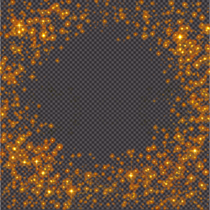 Shimmering gold dust and stars forming a rectangular frame