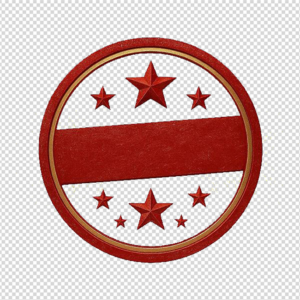 A highly detailed realistic photo of a multi-layered bronze and gold circular seal tag with intaglio 'PREMIUM QUALITY' text and heraldic shield logo, featuring a looped red satin ribbon and miniature diamond-accented gold key-charm, set on a white background.