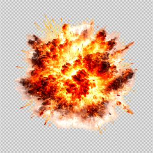 Large orange and yellow fireball explosion with sparks