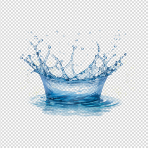 High-speed clear water splash crown with droplets and ripples