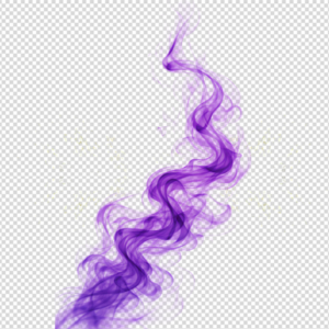 Deep purple flowing smoke effect on transparent background