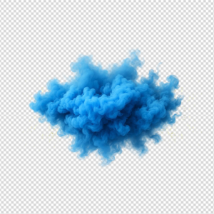 A dense, vibrant blue smoke cloud against a solid black background