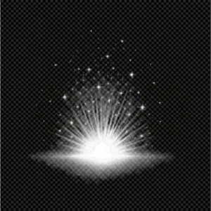 A brilliant white glowing light burst radiating upwards from the bottom, filled with magical sparkles.