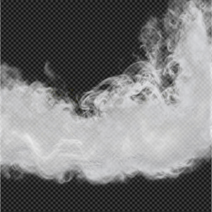 Thick, billowing white clouds of smoke or fog at the bottom of the frame on a transparent background