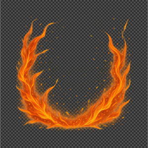 A rectangular frame composed of explosive orange fire sparks and electricity on black.