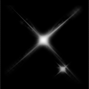 A brilliant burst of white light rays, starburst, and glowing lens flare effects on a transparent background