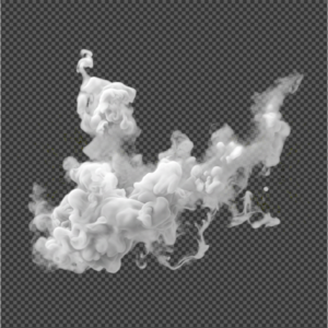 Realistic photograph of a massive, dense volumetric white smoke cloud with intricate particulate texture and natural daylight lighting, perfectly isolated on a solid white background, unique design.