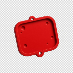 A high-quality blank red scalloped price tag with a black string on a solid white background.