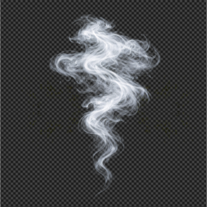 Realistic white smoke swirling effect isolated on transparent background for design use.